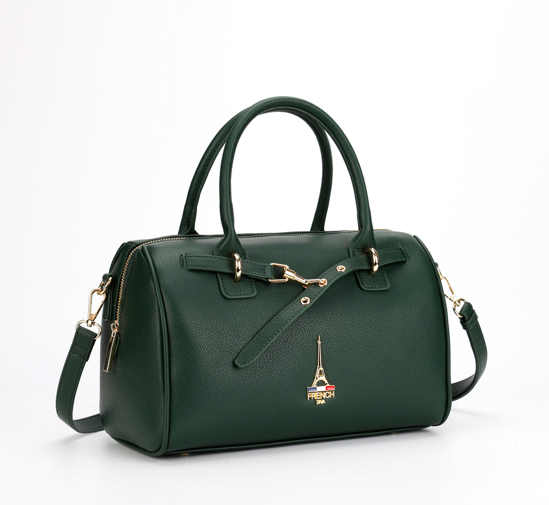 Elena Green Bowler Bag With Detachable Strap