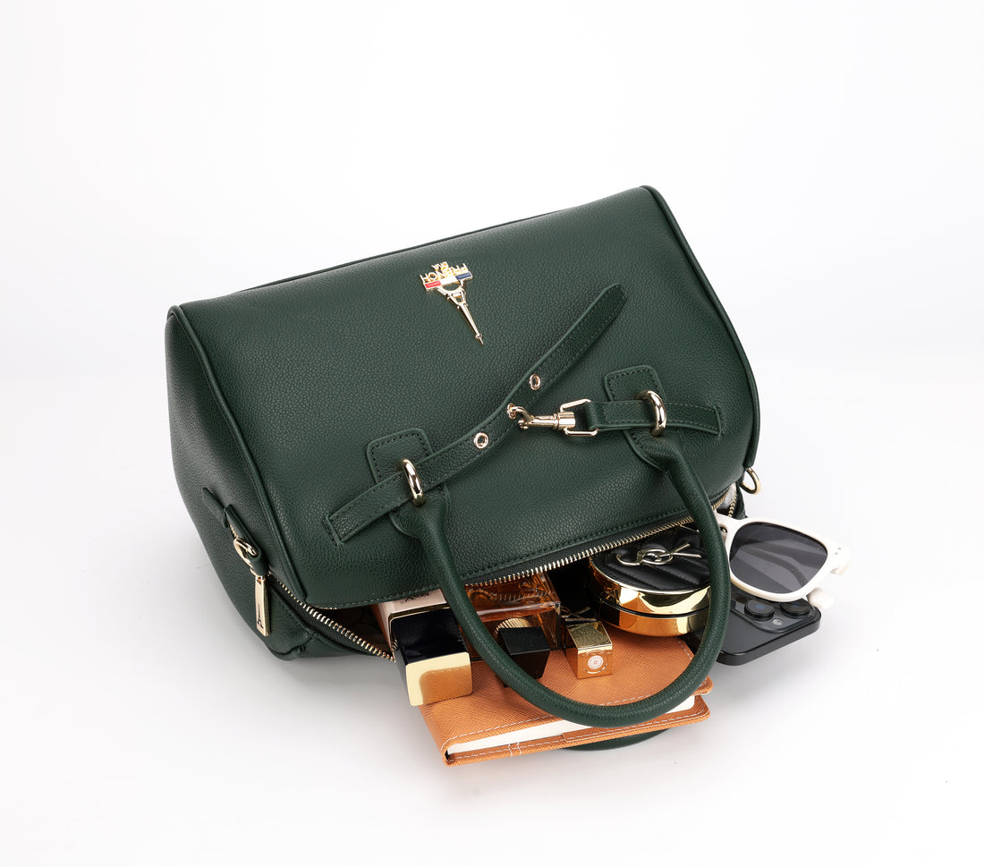 Elena Green Bowler Bag With Detachable Strap