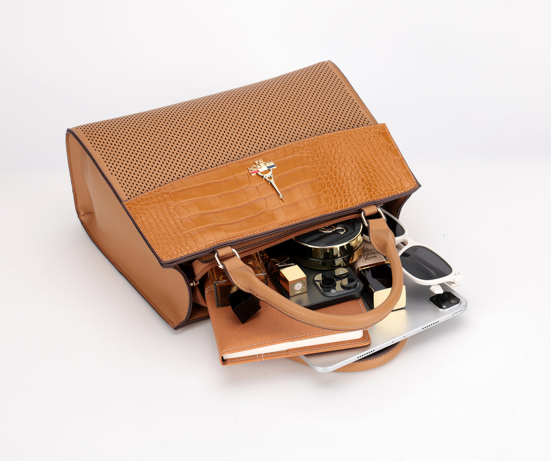 Amélia Tan Structured Top Handle Bag