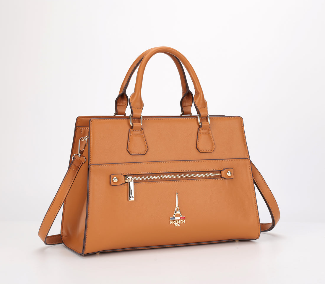 Aurea Tan Structured Top Handle Bag