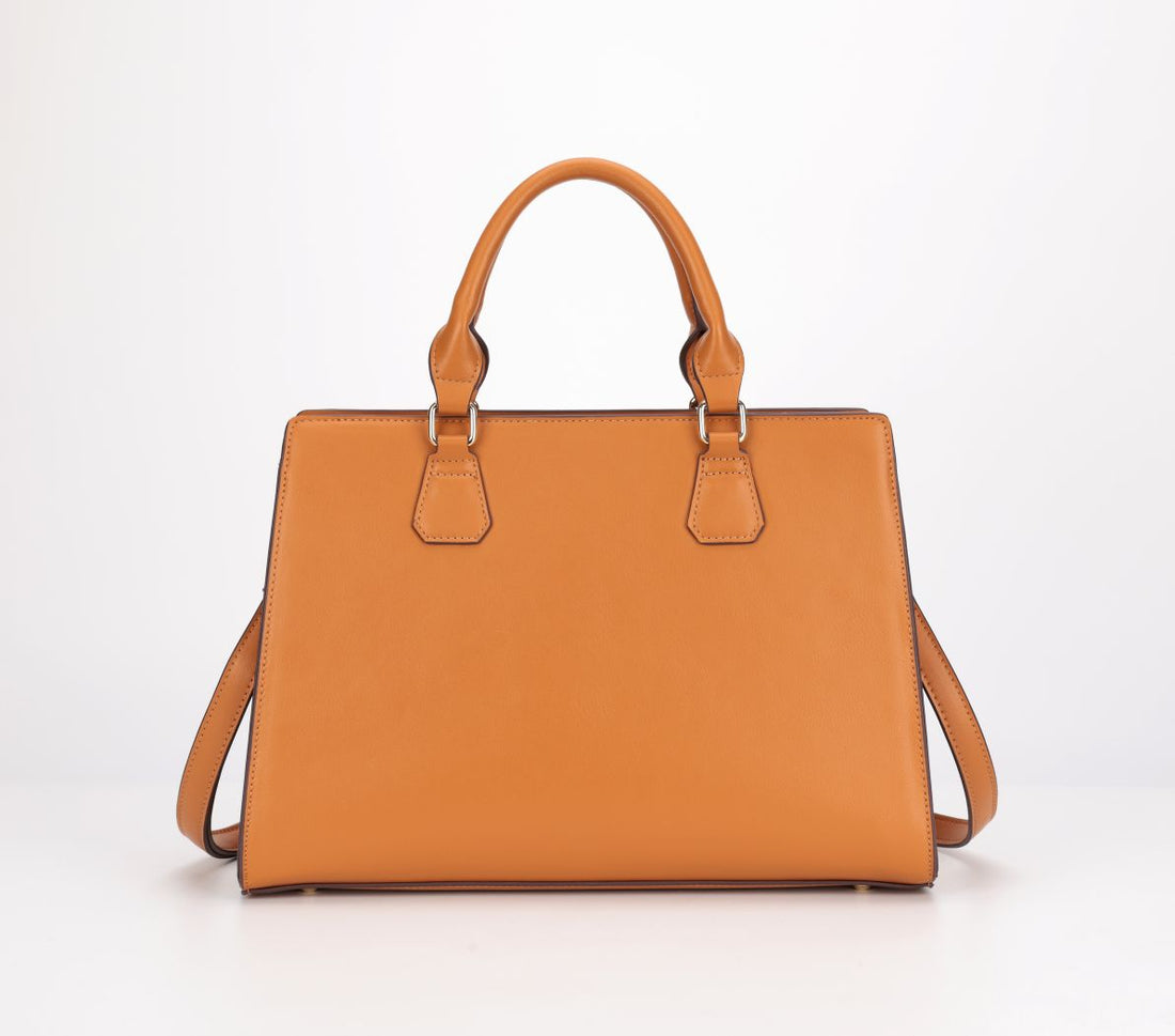 Aurea Tan Structured Top Handle Bag