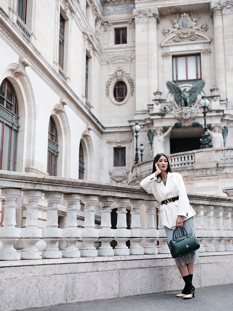 Elena Green Bowler Bag With Detachable Strap