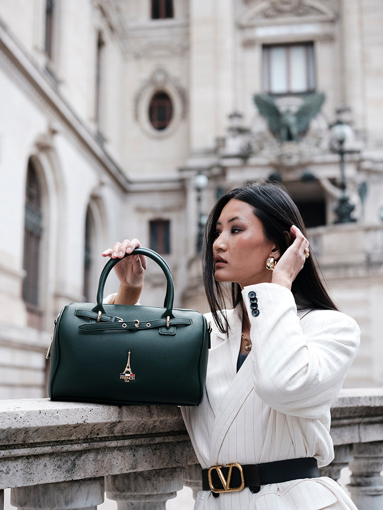 Elena Green Bowler Bag With Detachable Strap