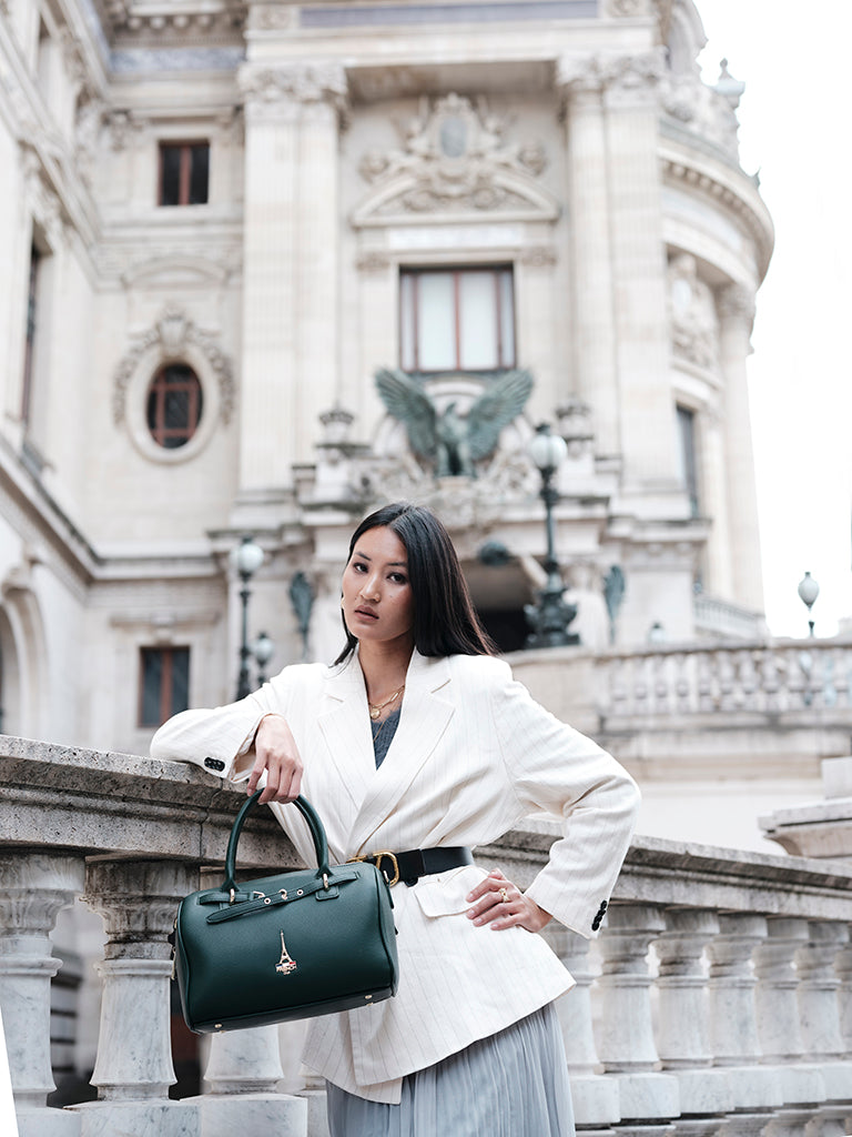 Elena Green Bowler Bag With Detachable Strap