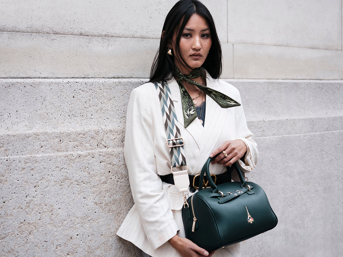 Elena Green Bowler Bag With Detachable Strap