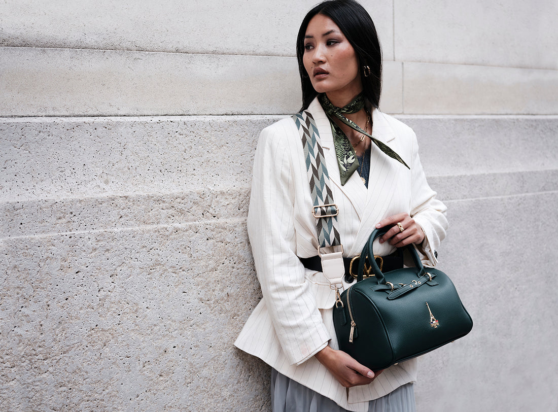 Elena Green Bowler Bag With Detachable Strap