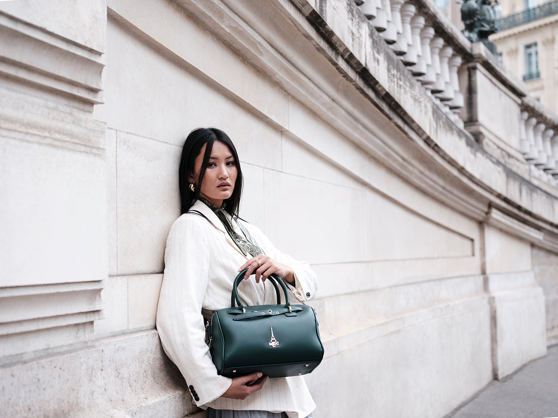 Elena Green Bowler Bag With Detachable Strap