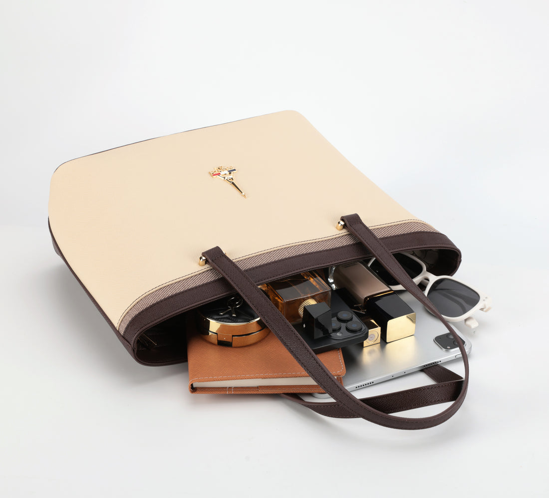 Vienna Beige Structured Tote Bag