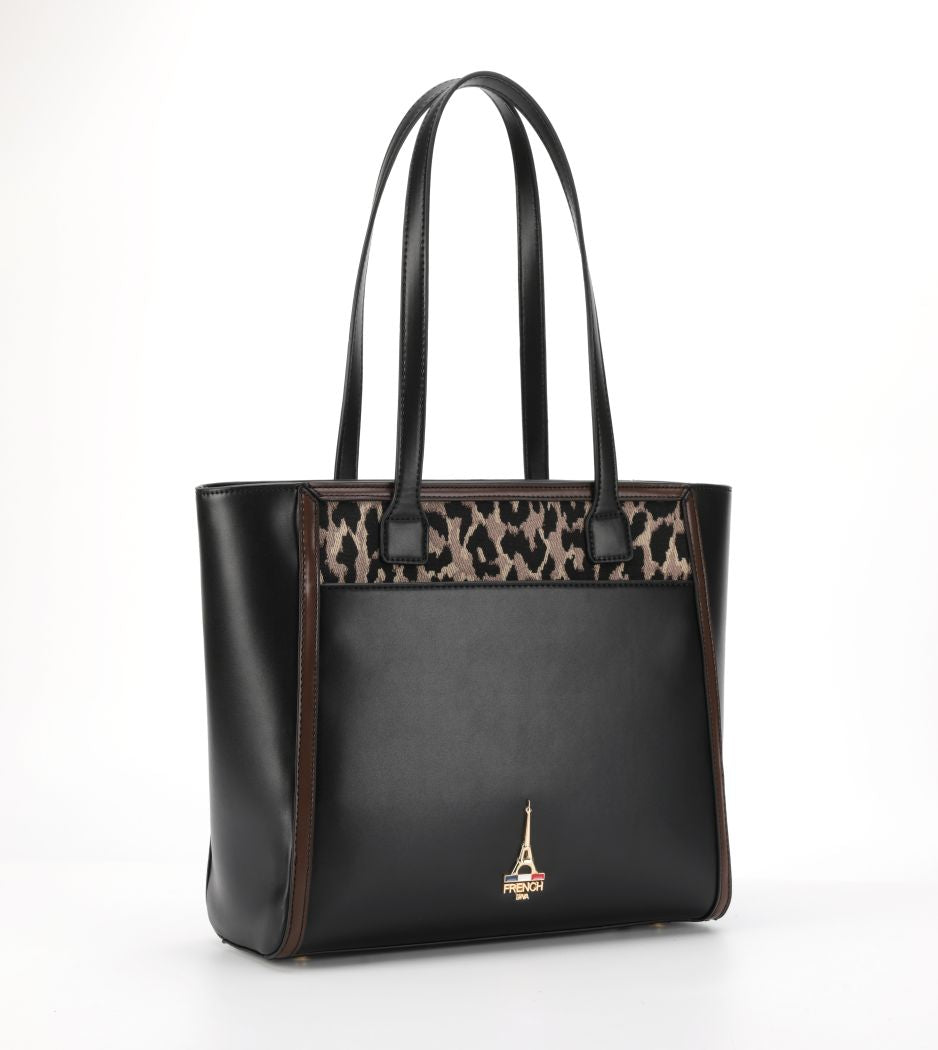 Reka Black Structured Tote Bag