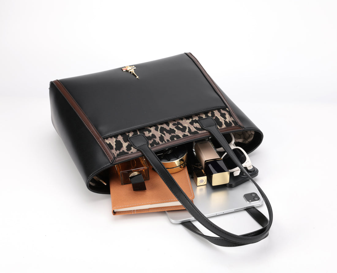 Reka Black Structured Tote Bag