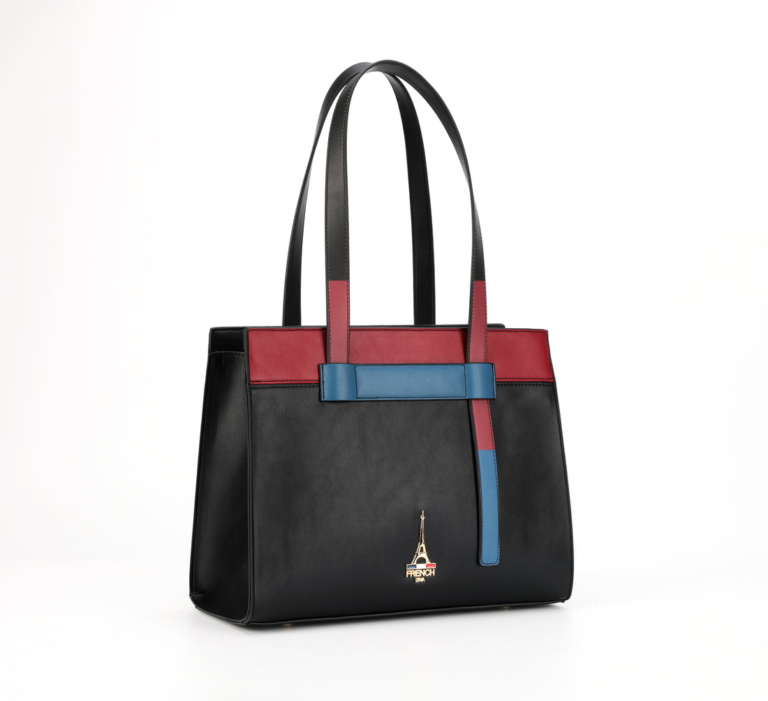 Freya Black Structured Tote Bag