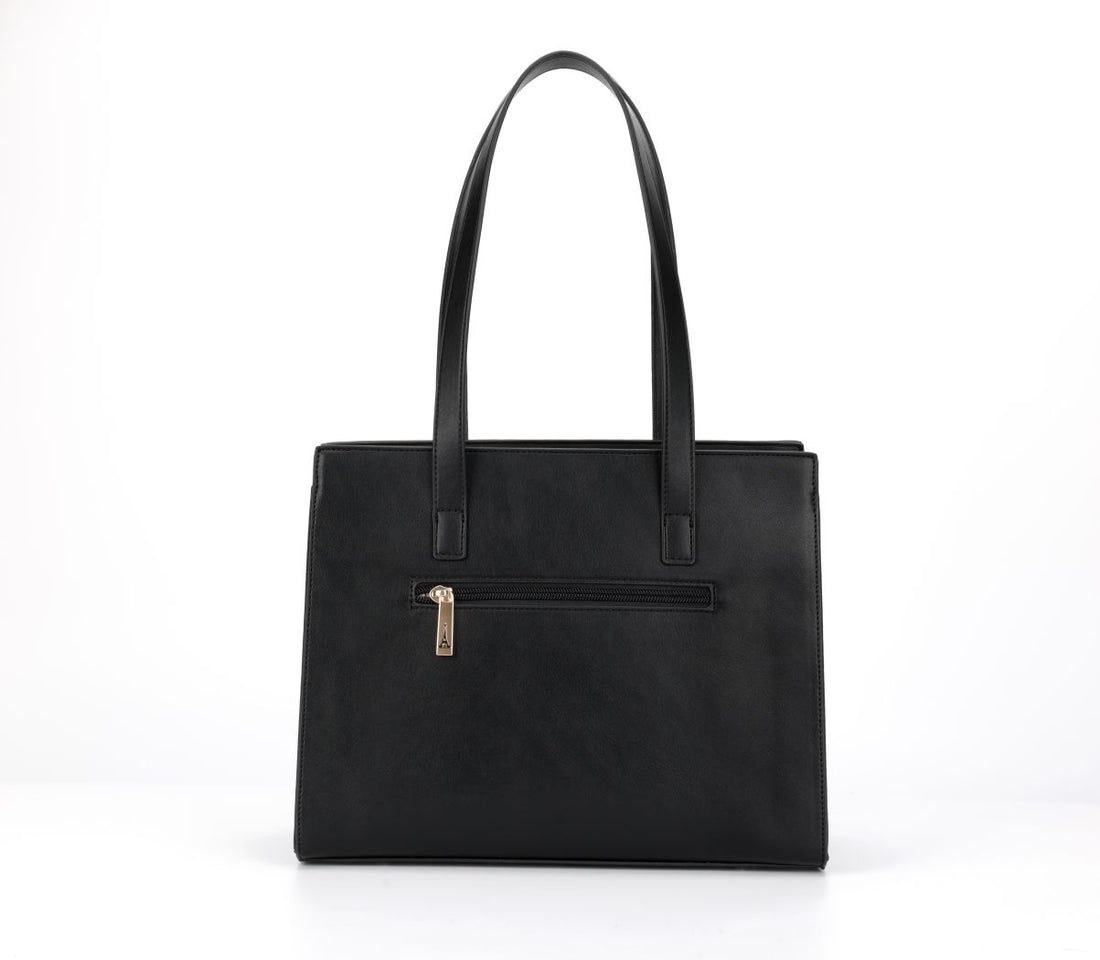 Freya Black Structured Tote Bag
