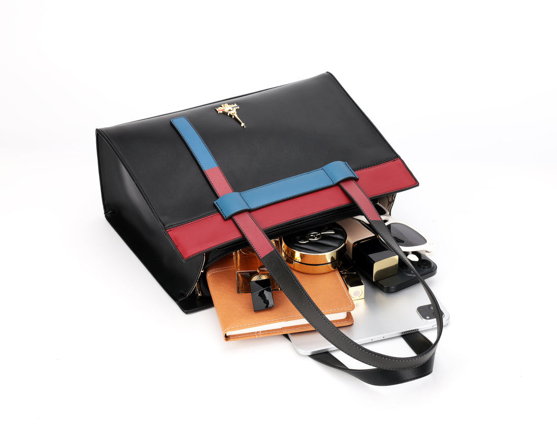 Freya Black Structured Tote Bag