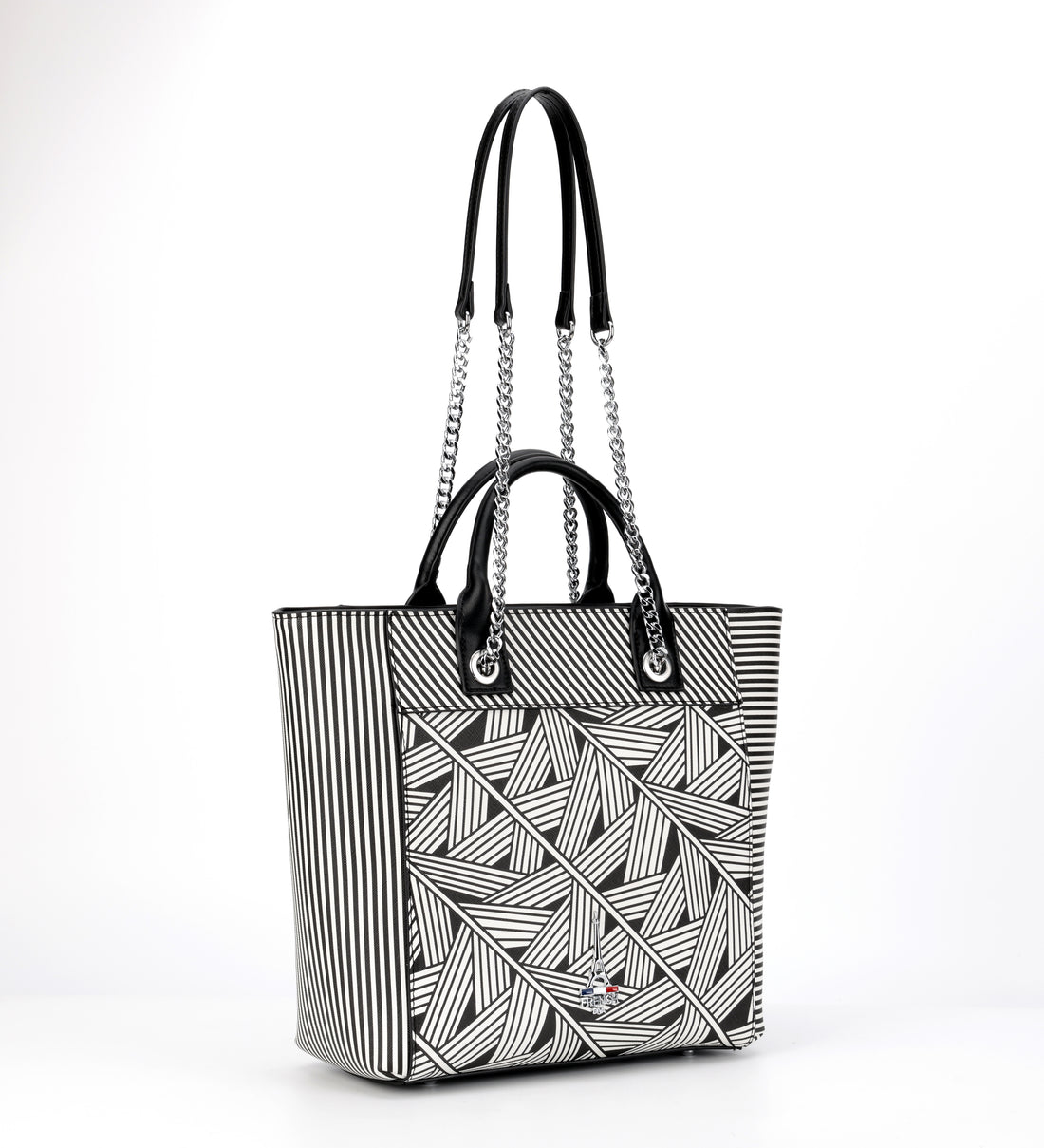 Bella Structured Tote Bag With Dual Carry Handles & Chain Straps