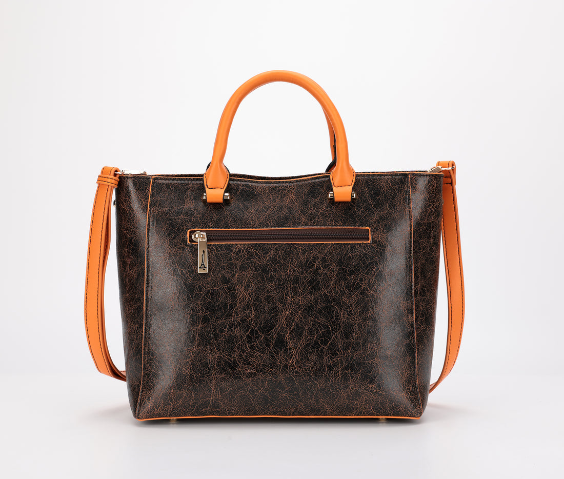 Lina Brown Structured Tote Bag