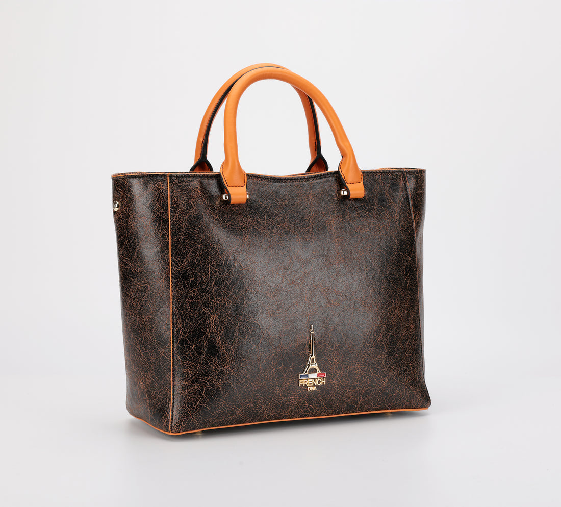 Lina Brown Structured Tote Bag