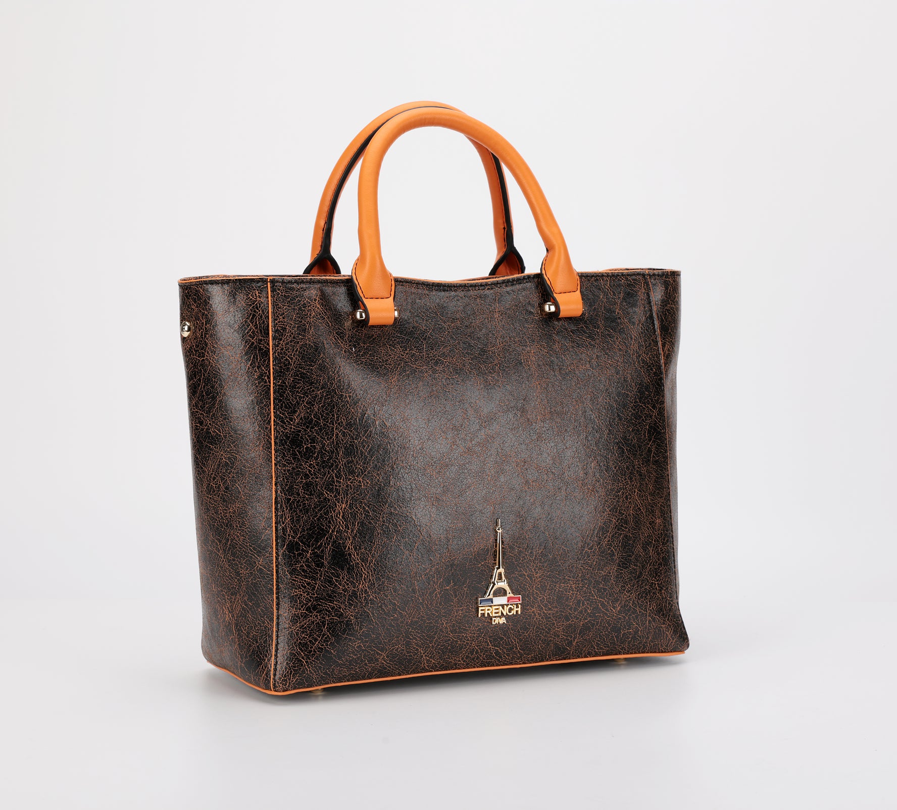 Lina Brown Structured Tote Bag