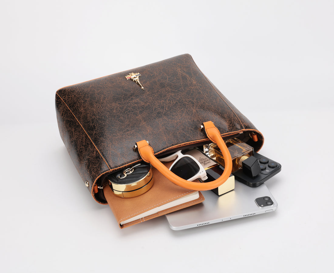 Lina Brown Structured Tote Bag