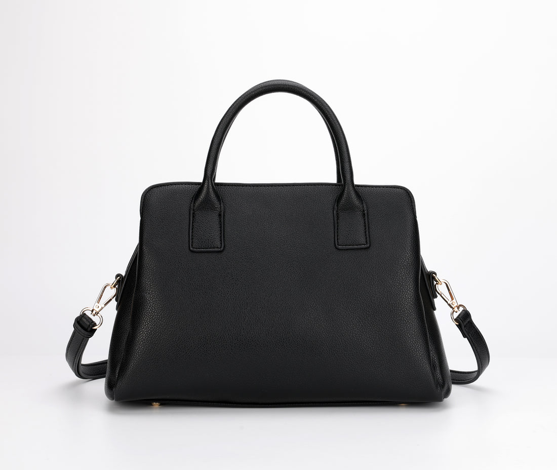 Celia Black Structured Top Handle Satchel