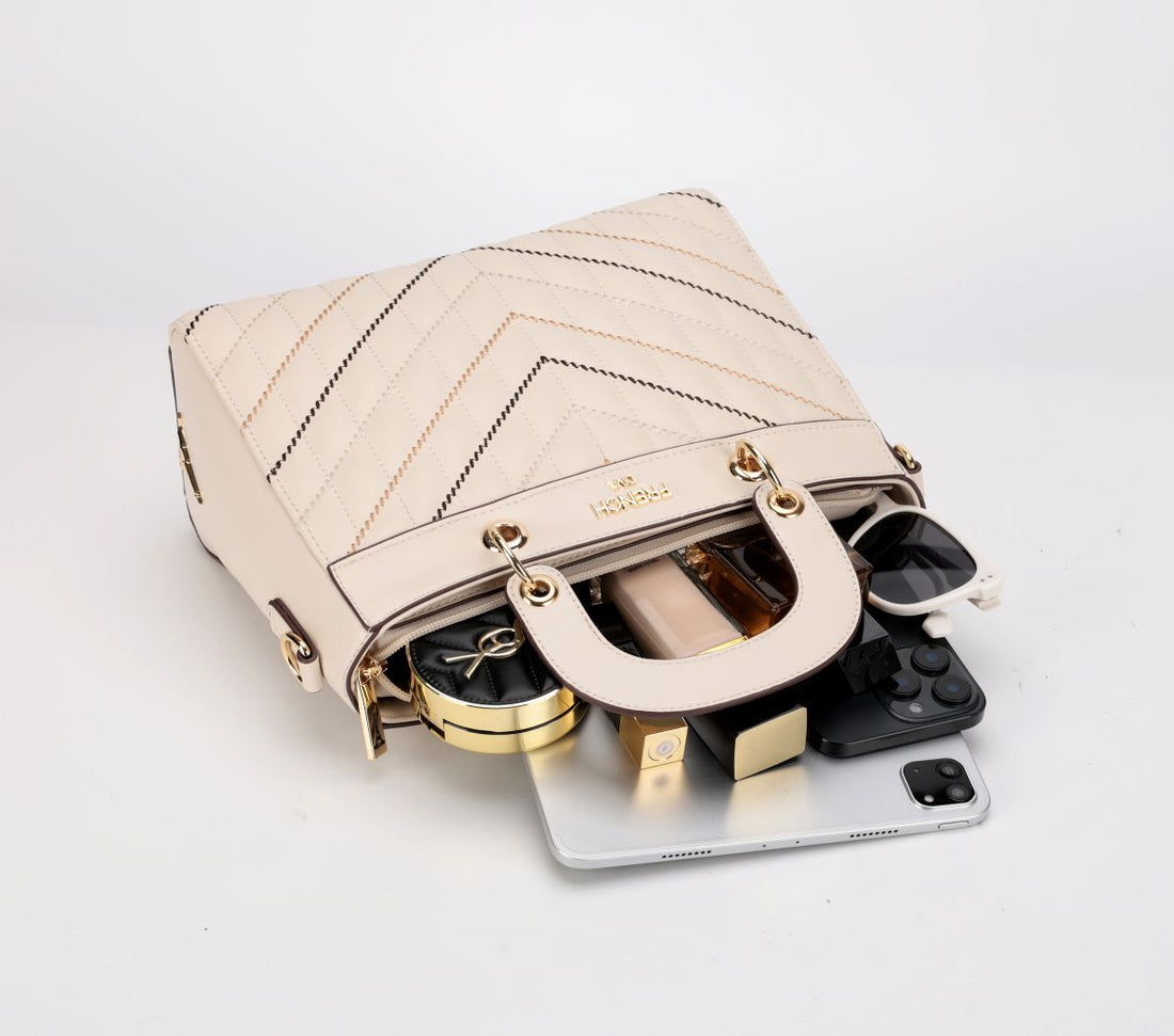 Gracia Quilted Top Handle Bag With Detachable Strap