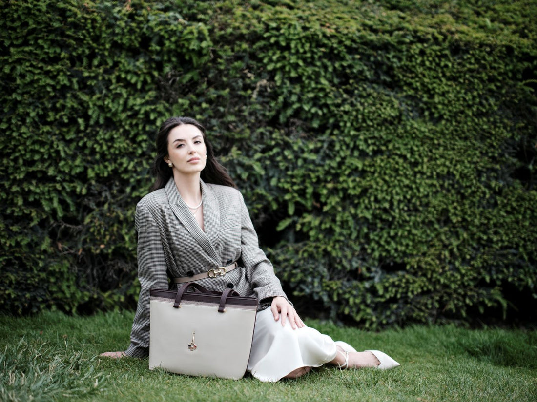 Vienna Beige Structured Tote Bag