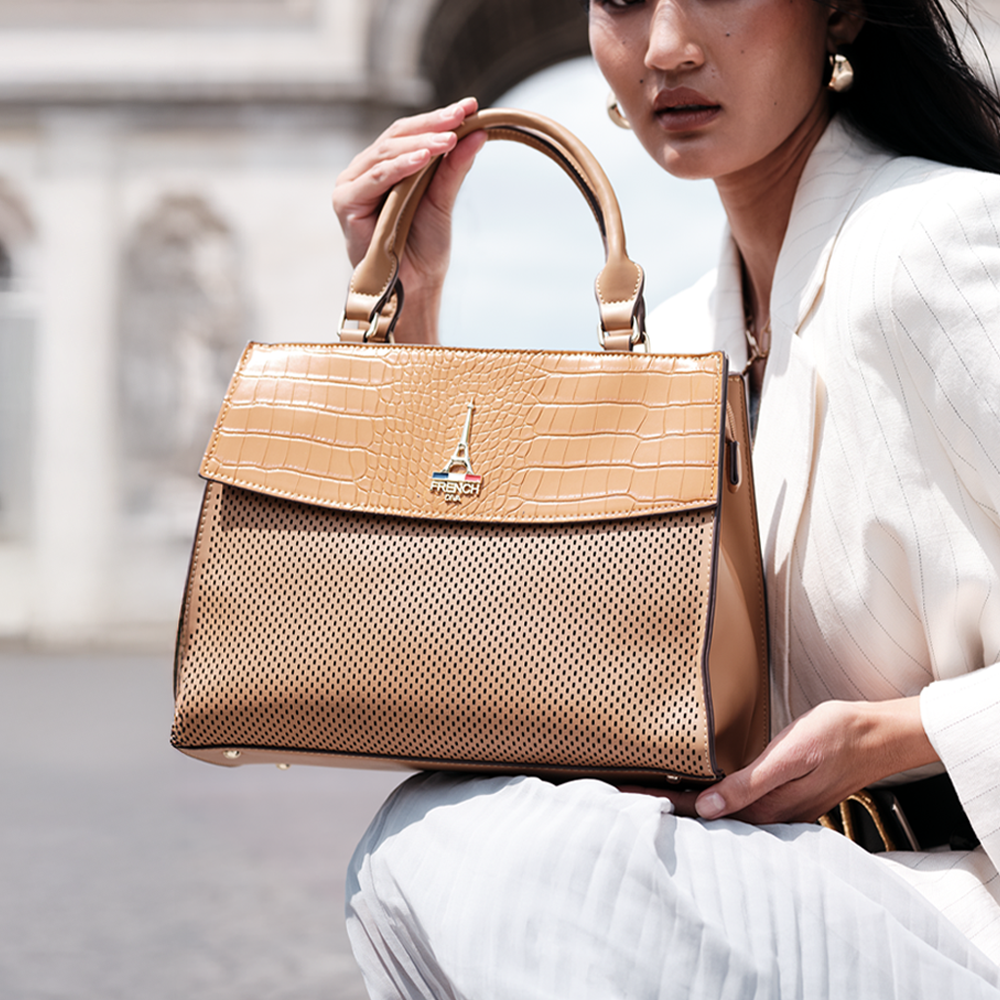 Amélia Tan Structured Top Handle Bag