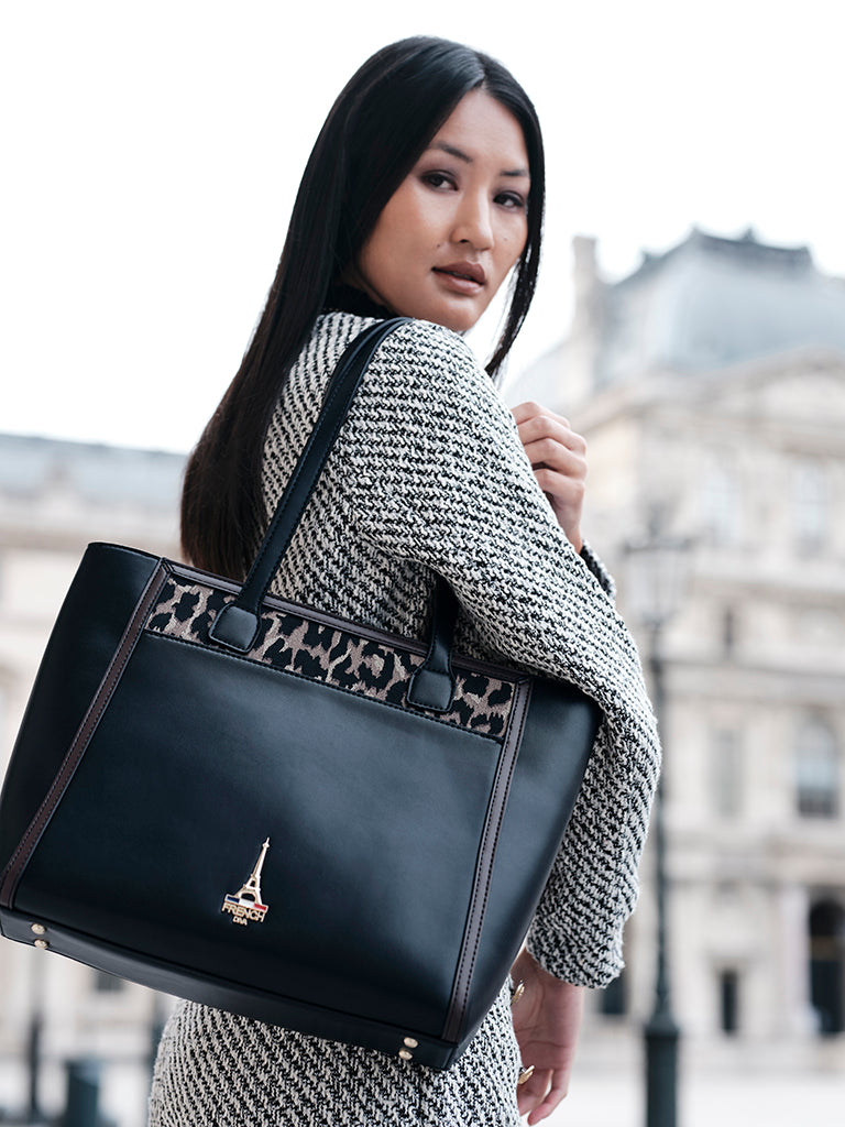 Reka Black Structured Tote Bag