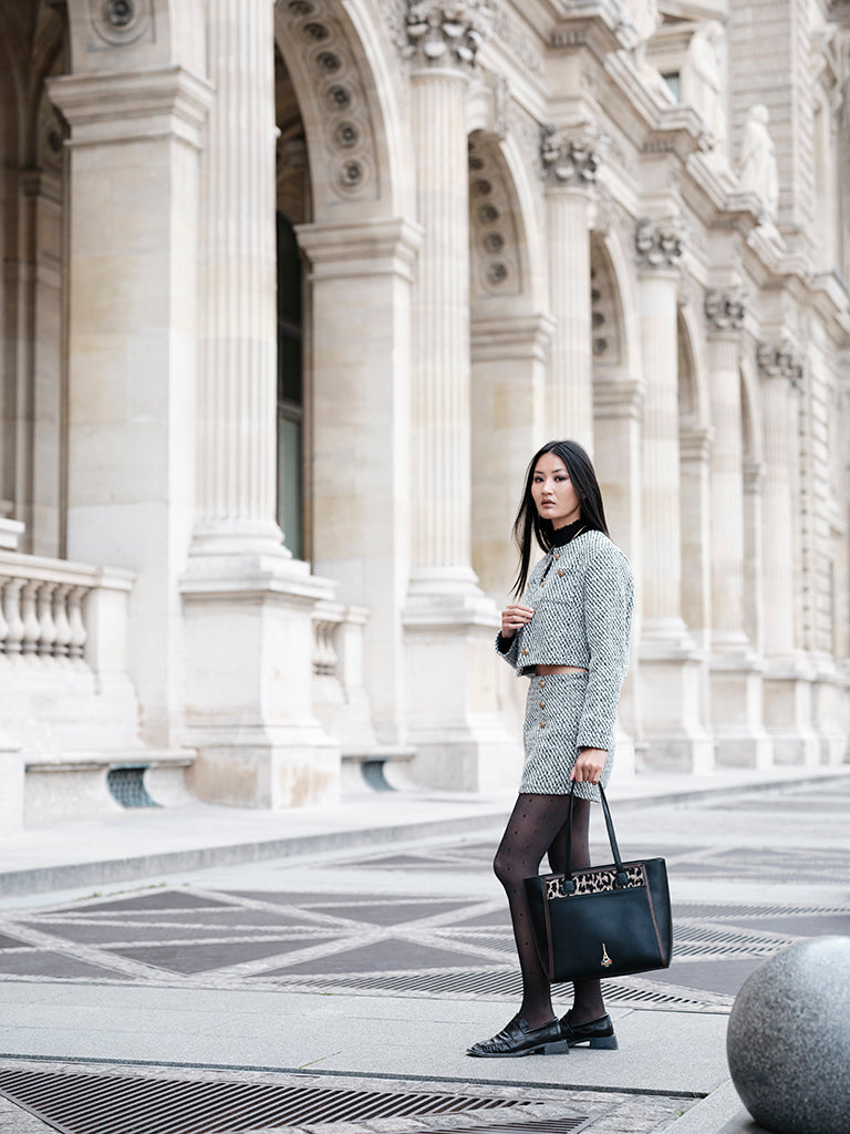 Reka Black Structured Tote Bag