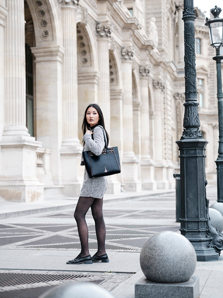 Reka Black Structured Tote Bag