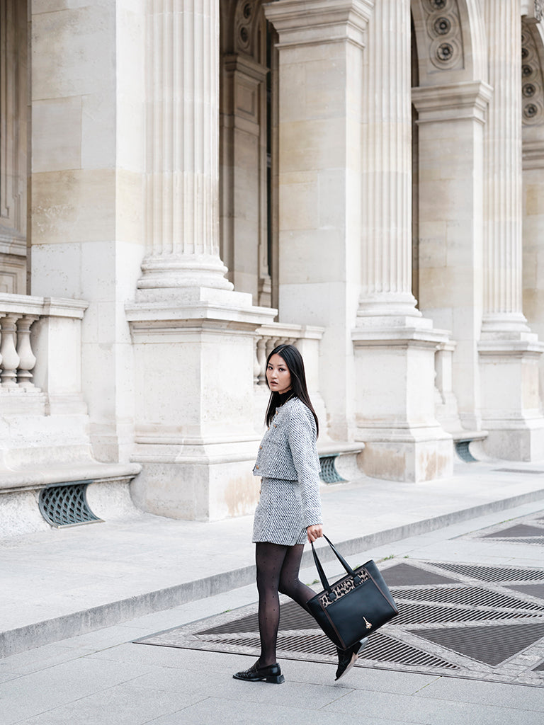 Reka Black Structured Tote Bag