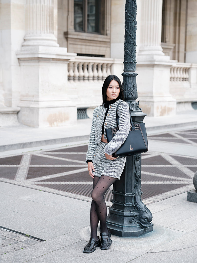 Reka Black Structured Tote Bag