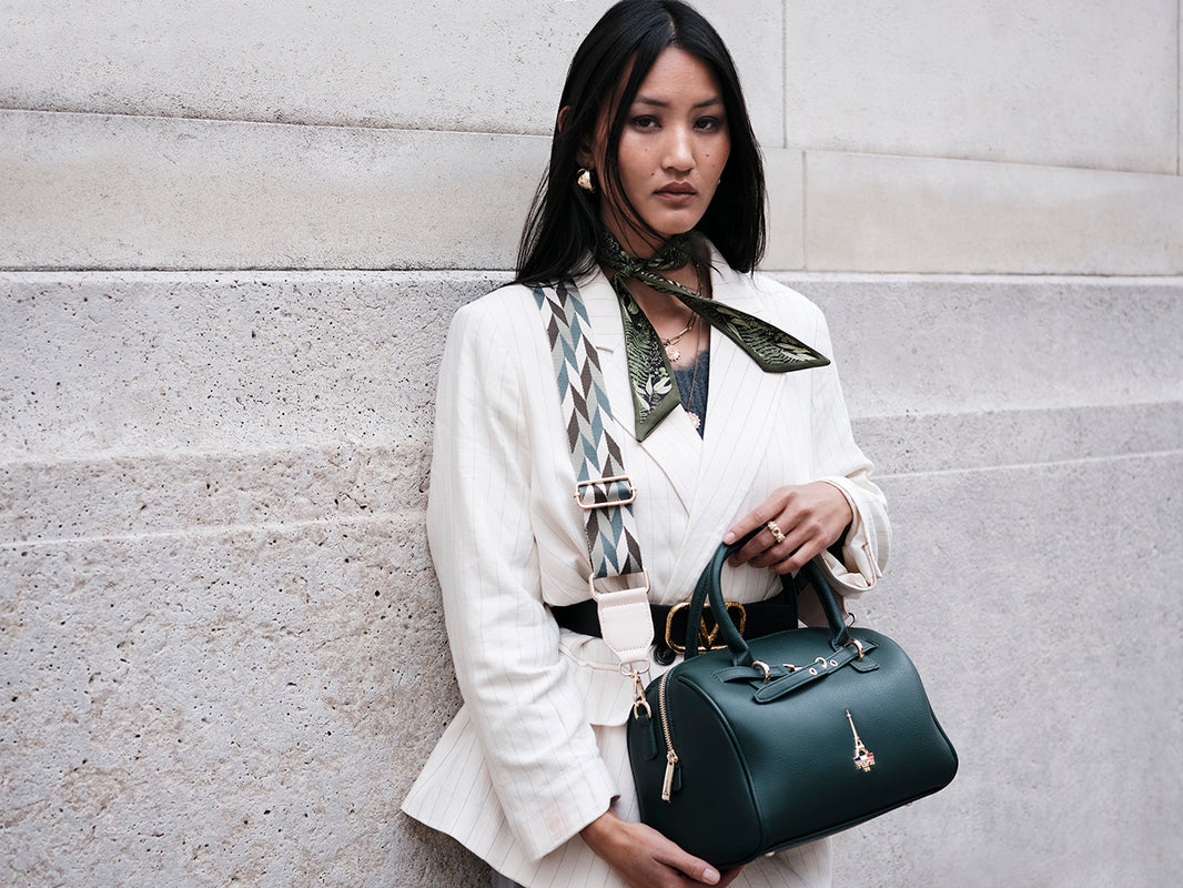 Elena Green Bowler Bag With Detachable Strap