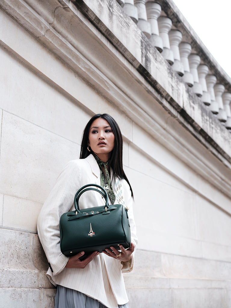 Elena Green Bowler Bag With Detachable Strap