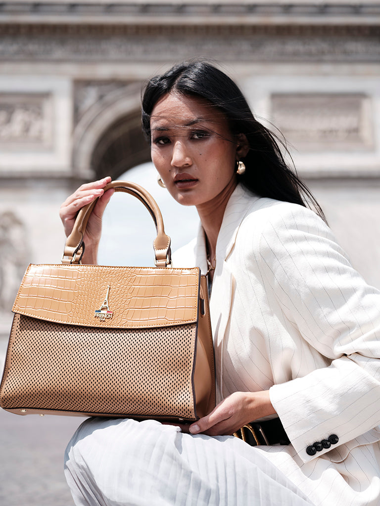 Amélia Tan Structured Top Handle Bag