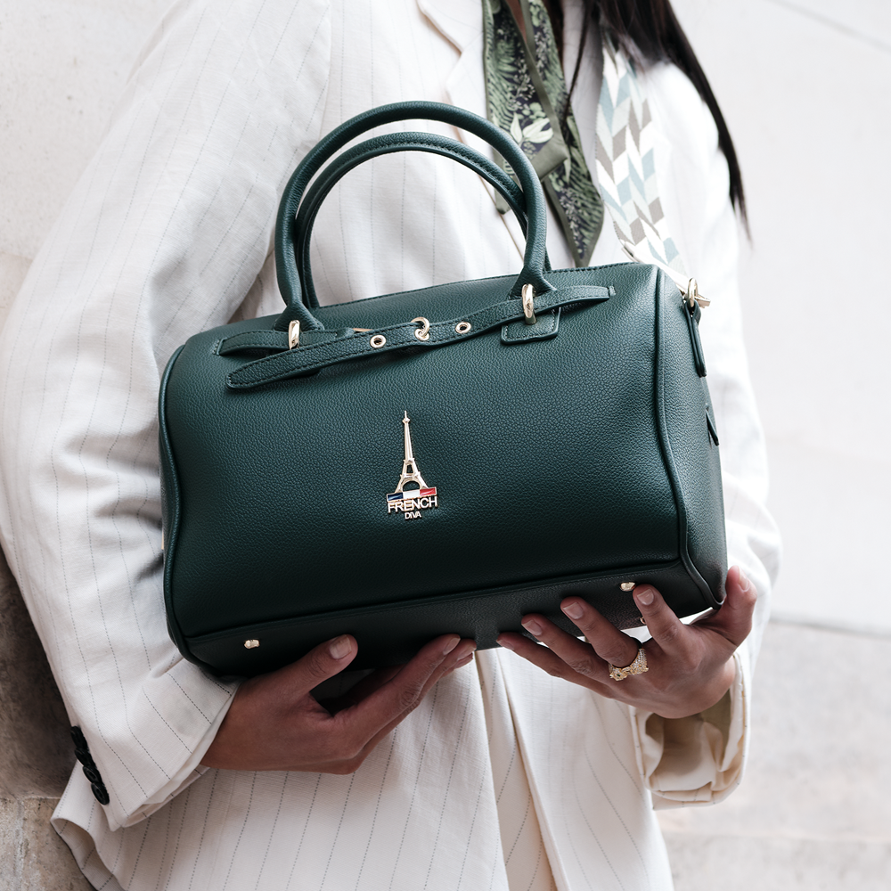 Elena Green Bowler Bag With Detachable Strap