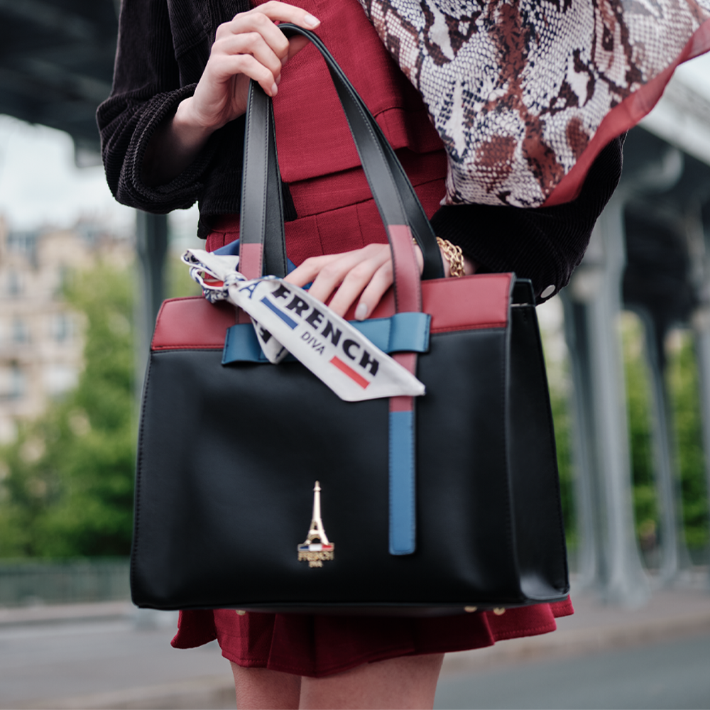 Freya Black Structured Tote Bag