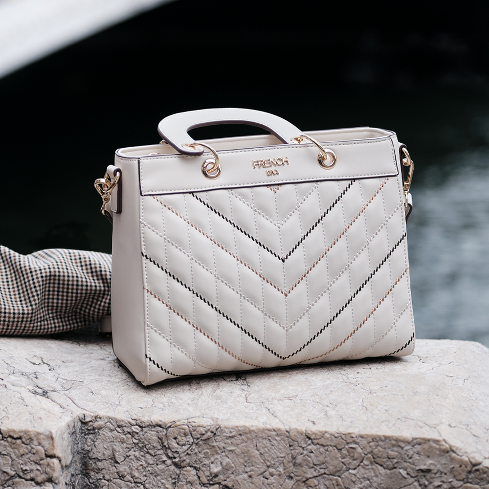 Gracia Quilted Top Handle Bag With Detachable Strap