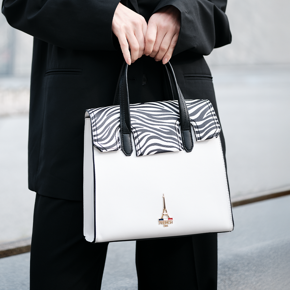 Saga White Handle Bag With Shoulder Strap