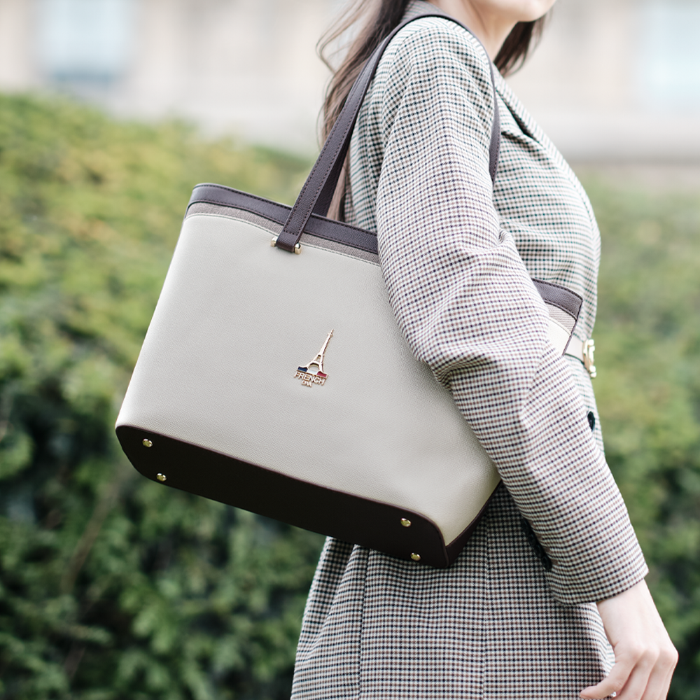 Vienna Beige Structured Tote Bag